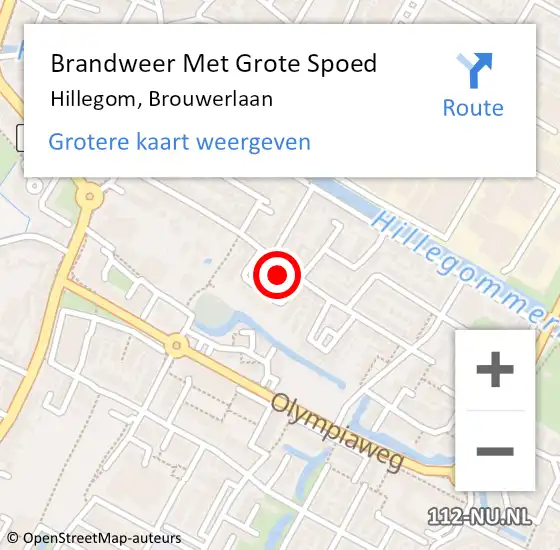 Locatie op kaart van de 112 melding: Brandweer Met Grote Spoed Naar Hillegom, Brouwerlaan op 29 december 2024 19:38