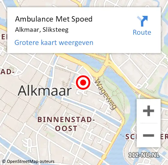 Locatie op kaart van de 112 melding: Ambulance Met Spoed Naar Alkmaar, Sliksteeg op 29 december 2024 19:51