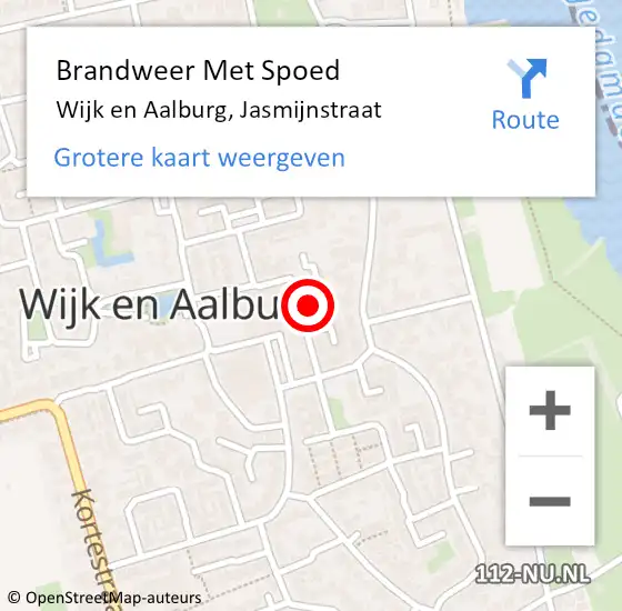 Locatie op kaart van de 112 melding: Brandweer Met Spoed Naar Wijk en Aalburg, Jasmijnstraat op 29 december 2024 19:51