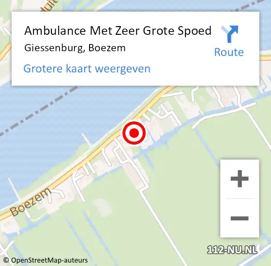 Locatie op kaart van de 112 melding: Ambulance Met Zeer Grote Spoed Naar Giessenburg, Boezem op 29 december 2024 19:52