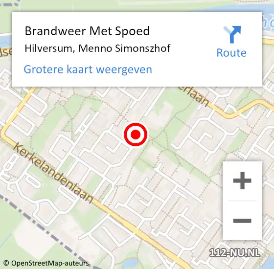 Locatie op kaart van de 112 melding: Brandweer Met Spoed Naar Hilversum, Menno Simonszhof op 29 december 2024 19:55