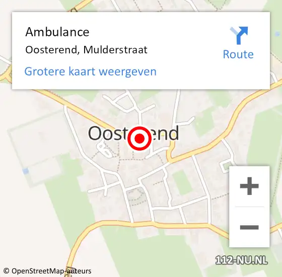 Locatie op kaart van de 112 melding: Ambulance Oosterend, Mulderstraat op 29 december 2024 20:07