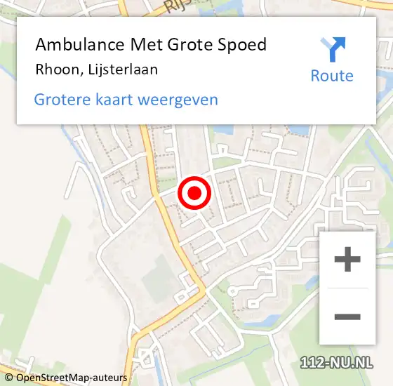 Locatie op kaart van de 112 melding: Ambulance Met Grote Spoed Naar Rhoon, Lijsterlaan op 29 december 2024 20:20