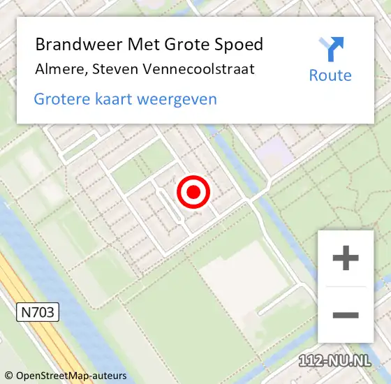 Locatie op kaart van de 112 melding: Brandweer Met Grote Spoed Naar Almere, Steven Vennecoolstraat op 29 december 2024 20:30