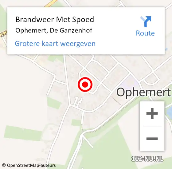 Locatie op kaart van de 112 melding: Brandweer Met Spoed Naar Ophemert, De Ganzenhof op 29 december 2024 20:40