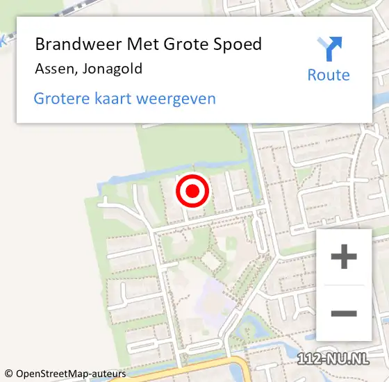 Locatie op kaart van de 112 melding: Brandweer Met Grote Spoed Naar Assen, Jonagold op 29 december 2024 20:41