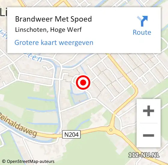 Locatie op kaart van de 112 melding: Brandweer Met Spoed Naar Linschoten, Hoge Werf op 29 december 2024 20:45