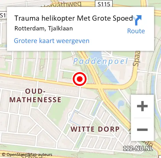 Locatie op kaart van de 112 melding: Trauma helikopter Met Grote Spoed Naar Rotterdam, Tjalklaan op 29 december 2024 20:51