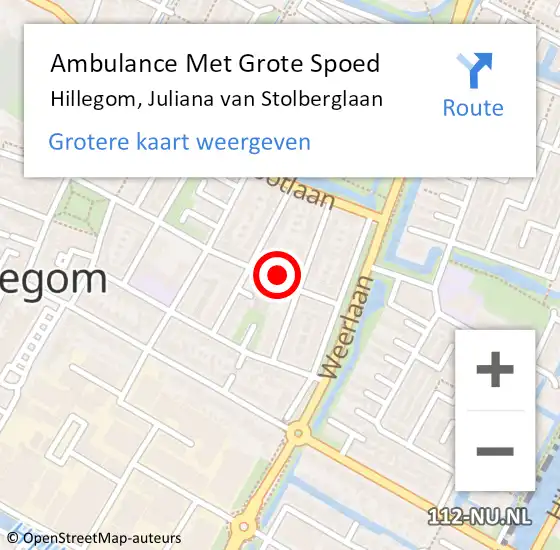 Locatie op kaart van de 112 melding: Ambulance Met Grote Spoed Naar Hillegom, Juliana van Stolberglaan op 29 december 2024 20:56