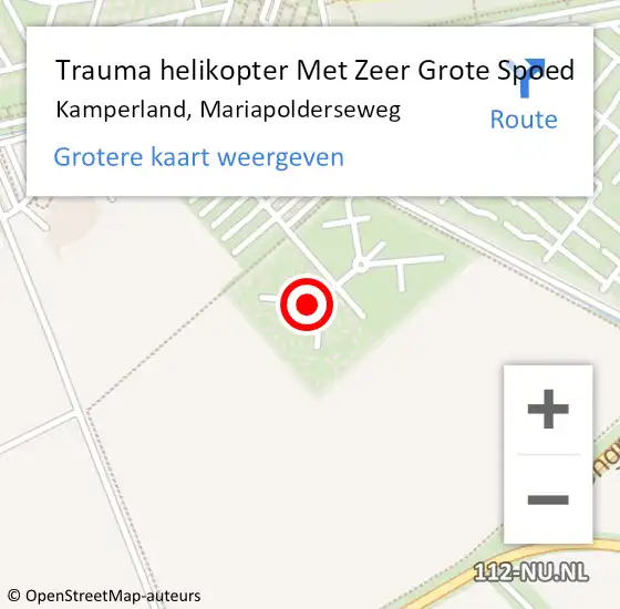 Locatie op kaart van de 112 melding: Trauma helikopter Met Zeer Grote Spoed Naar Kamperland, Mariapolderseweg op 29 december 2024 21:06