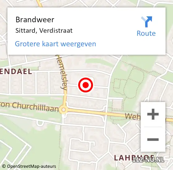 Locatie op kaart van de 112 melding: Brandweer Sittard, Verdistraat op 1 november 2014 00:30