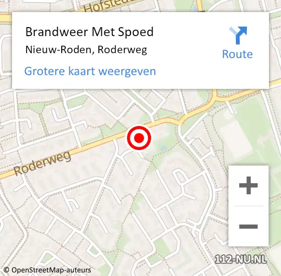 Locatie op kaart van de 112 melding: Brandweer Met Spoed Naar Nieuw-Roden, Roderweg op 29 december 2024 21:40