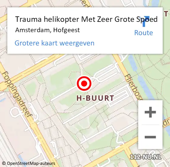 Locatie op kaart van de 112 melding: Trauma helikopter Met Zeer Grote Spoed Naar Amsterdam, Hofgeest op 29 december 2024 23:41