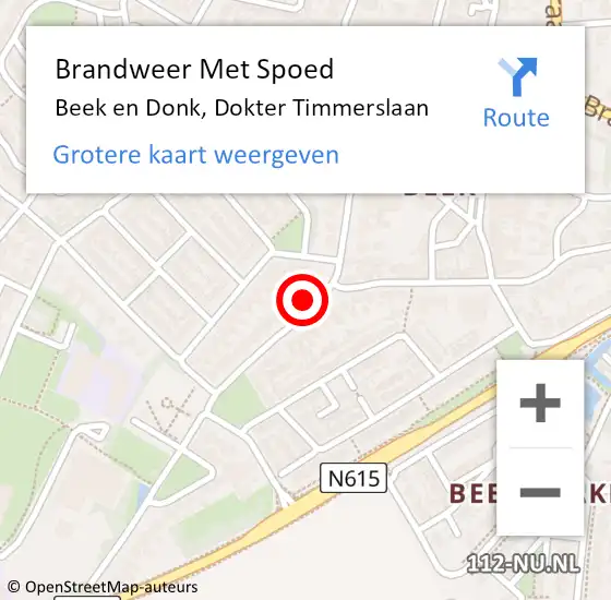 Locatie op kaart van de 112 melding: Brandweer Met Spoed Naar Beek en Donk, Dokter Timmerslaan op 29 december 2024 23:48