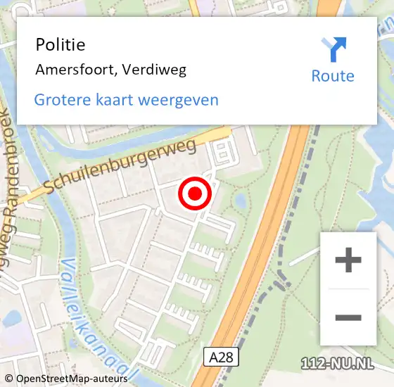 Locatie op kaart van de 112 melding: Politie Amersfoort, Verdiweg op 29 december 2024 23:54