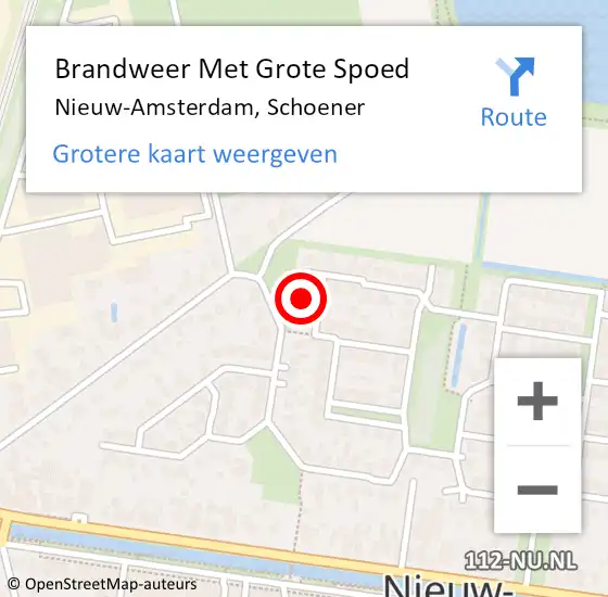 Locatie op kaart van de 112 melding: Brandweer Met Grote Spoed Naar Nieuw-Amsterdam, Schoener op 30 december 2024 02:25