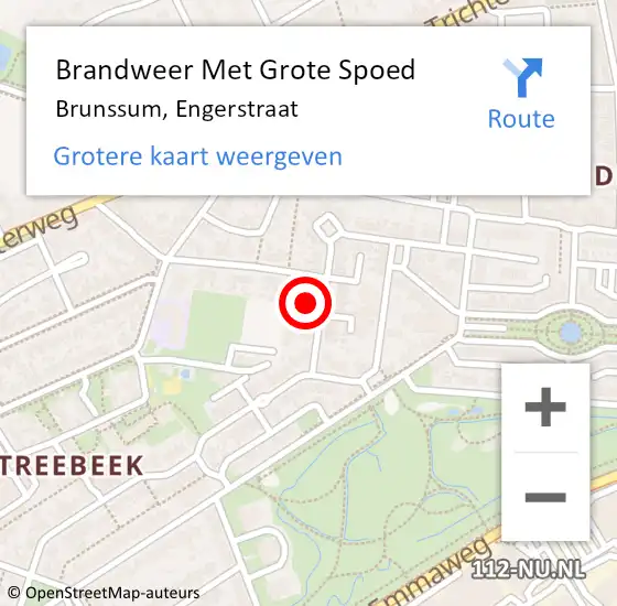 Locatie op kaart van de 112 melding: Brandweer Met Grote Spoed Naar Brunssum, Engerstraat op 30 december 2024 02:38