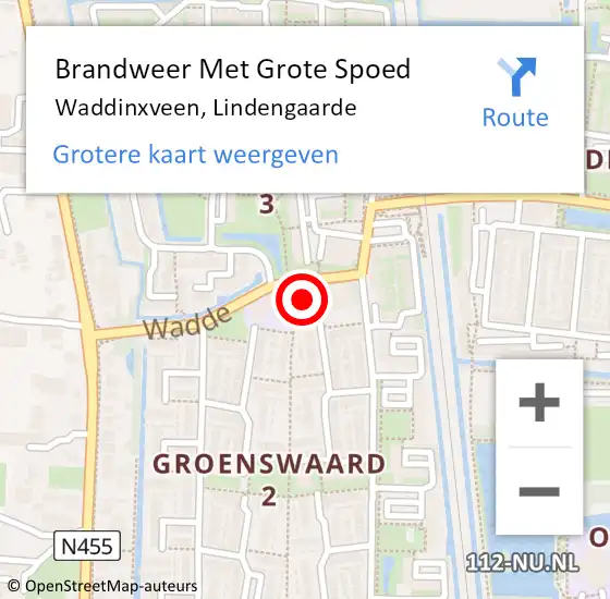 Locatie op kaart van de 112 melding: Brandweer Met Grote Spoed Naar Waddinxveen, Lindengaarde op 1 november 2014 00:58