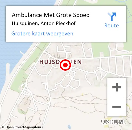 Locatie op kaart van de 112 melding: Ambulance Met Grote Spoed Naar Huisduinen, Anton Pieckhof op 1 november 2014 01:05