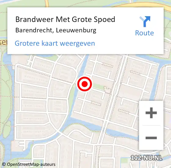 Locatie op kaart van de 112 melding: Brandweer Met Grote Spoed Naar Barendrecht, Leeuwenburg op 30 december 2024 06:02