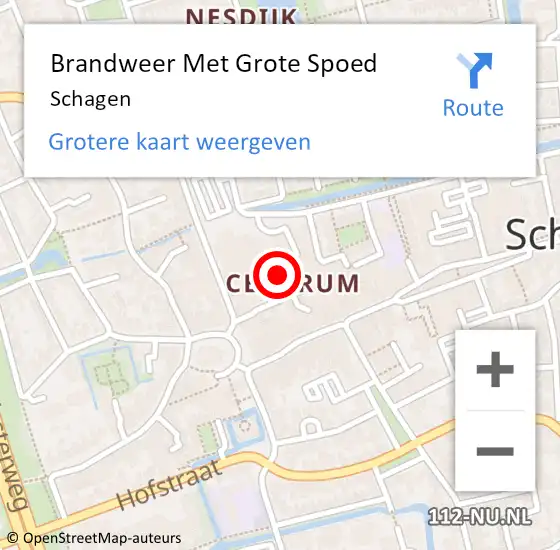 Locatie op kaart van de 112 melding: Brandweer Met Grote Spoed Naar Schagen op 30 december 2024 06:22