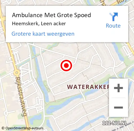 Locatie op kaart van de 112 melding: Ambulance Met Grote Spoed Naar Heemskerk, Leen acker op 30 december 2024 06:28