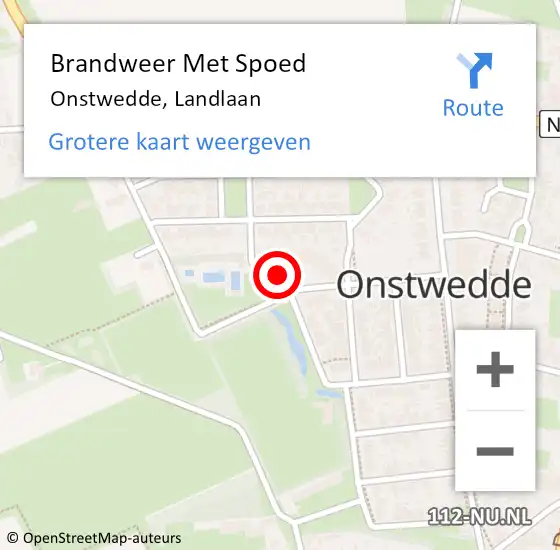 Locatie op kaart van de 112 melding: Brandweer Met Spoed Naar Onstwedde, Landlaan op 30 december 2024 06:51