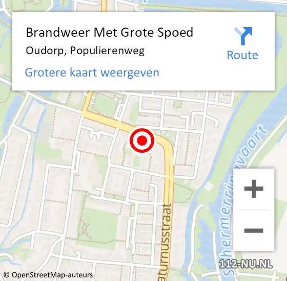 Locatie op kaart van de 112 melding: Brandweer Met Grote Spoed Naar Oudorp, Populierenweg op 30 december 2024 07:24