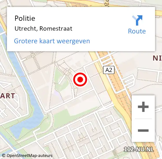 Locatie op kaart van de 112 melding: Politie Utrecht, Romestraat op 30 december 2024 07:53