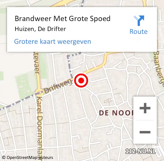 Locatie op kaart van de 112 melding: Brandweer Met Grote Spoed Naar Huizen, De Drifter op 30 december 2024 08:45