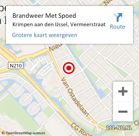 Locatie op kaart van de 112 melding: Brandweer Met Spoed Naar Krimpen aan den IJssel, Vermeerstraat op 30 december 2024 08:52