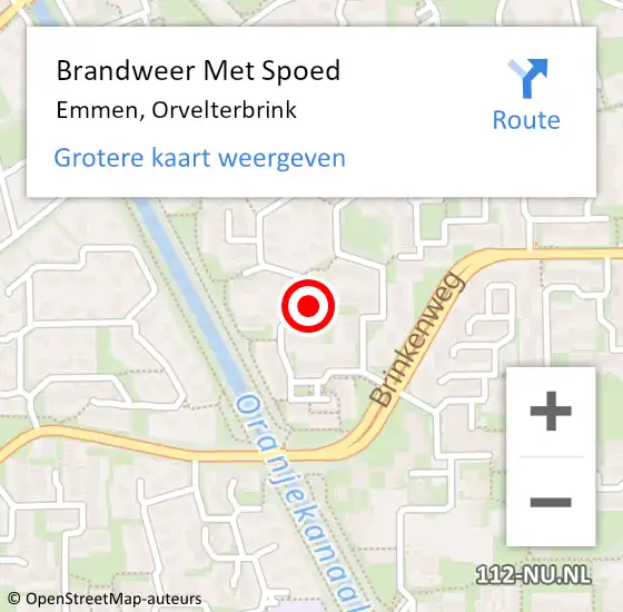 Locatie op kaart van de 112 melding: Brandweer Met Spoed Naar Emmen, Orvelterbrink op 30 december 2024 08:56