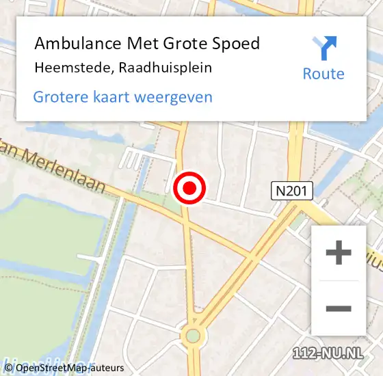 Locatie op kaart van de 112 melding: Ambulance Met Grote Spoed Naar Heemstede, Raadhuisplein op 30 december 2024 09:02