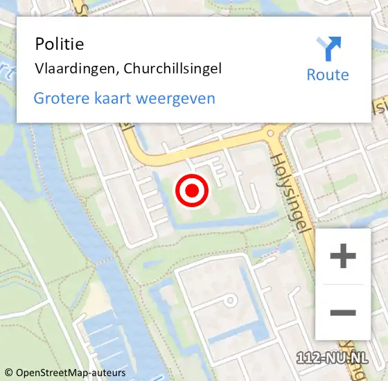 Locatie op kaart van de 112 melding: Politie Vlaardingen, Churchillsingel op 30 december 2024 09:09