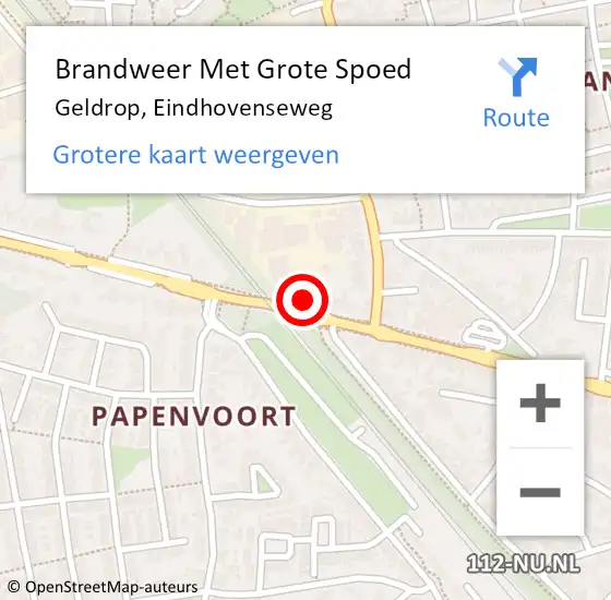 Locatie op kaart van de 112 melding: Brandweer Met Grote Spoed Naar Geldrop, Eindhovenseweg op 30 december 2024 09:14