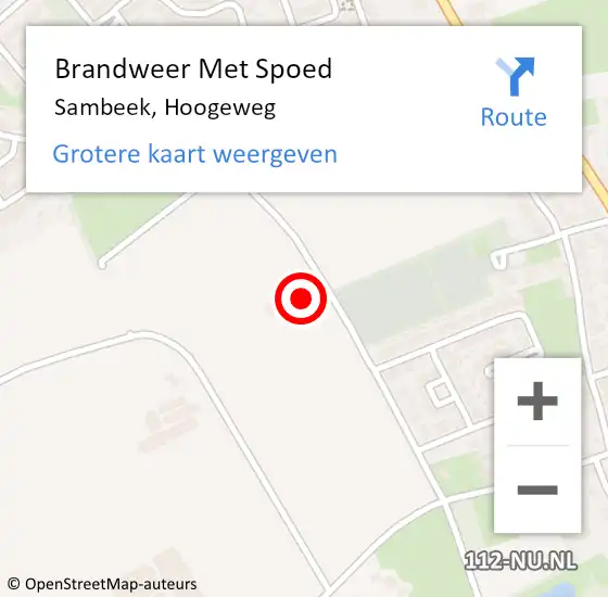 Locatie op kaart van de 112 melding: Brandweer Met Spoed Naar Sambeek, Hoogeweg op 30 december 2024 09:17