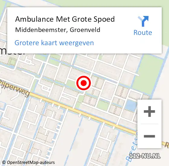 Locatie op kaart van de 112 melding: Ambulance Met Grote Spoed Naar Middenbeemster, Groenveld op 30 december 2024 09:26