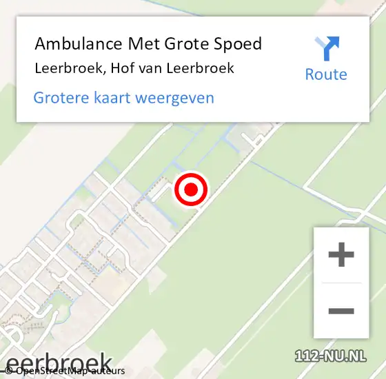 Locatie op kaart van de 112 melding: Ambulance Met Grote Spoed Naar Leerbroek, Hof van Leerbroek op 30 december 2024 10:07