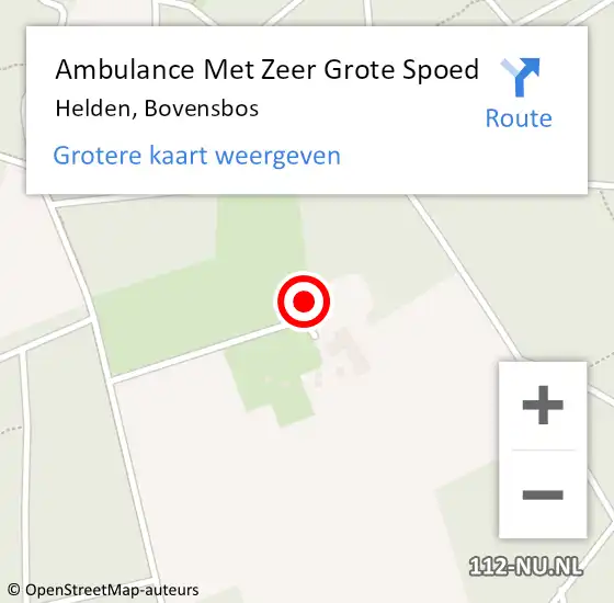 Locatie op kaart van de 112 melding: Ambulance Met Zeer Grote Spoed Naar Helden, Bovensbos op 30 december 2024 11:05