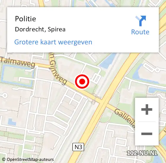 Locatie op kaart van de 112 melding: Politie Dordrecht, Spirea op 30 december 2024 11:06