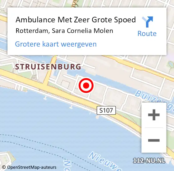 Locatie op kaart van de 112 melding: Ambulance Met Zeer Grote Spoed Naar Rotterdam, Sara Cornelia Molen op 30 december 2024 11:35