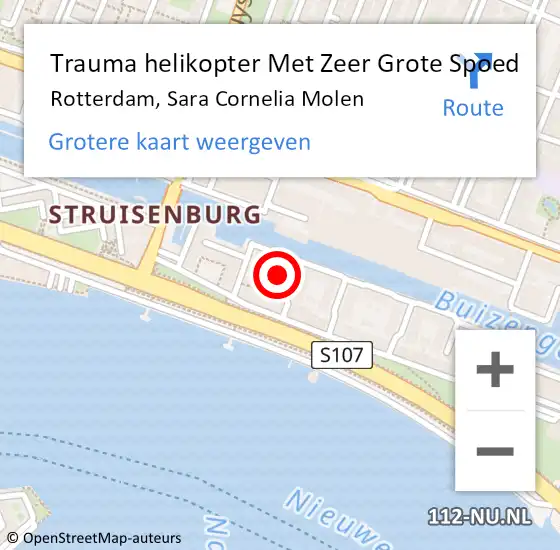 Locatie op kaart van de 112 melding: Trauma helikopter Met Zeer Grote Spoed Naar Rotterdam, Sara Cornelia Molen op 30 december 2024 11:44