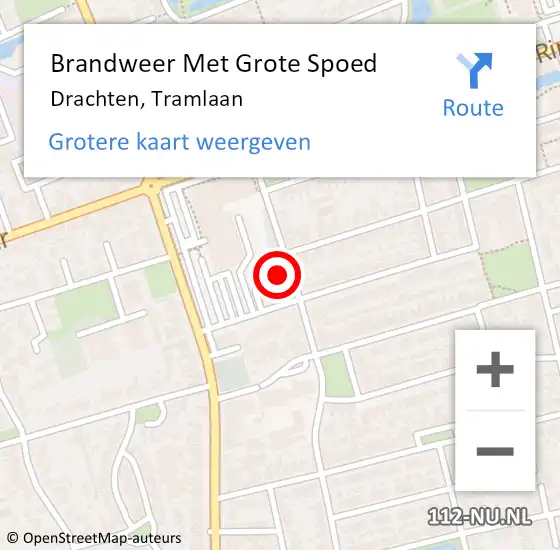 Locatie op kaart van de 112 melding: Brandweer Met Grote Spoed Naar Drachten, Tramlaan op 30 december 2024 11:59