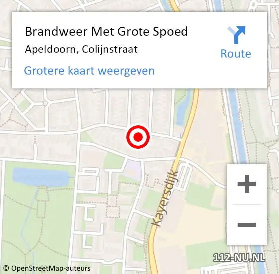 Locatie op kaart van de 112 melding: Brandweer Met Grote Spoed Naar Apeldoorn, Colijnstraat op 30 december 2024 12:39