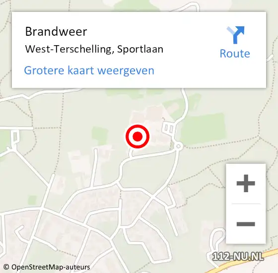 Locatie op kaart van de 112 melding: Brandweer West-Terschelling, Sportlaan op 1 november 2014 02:37