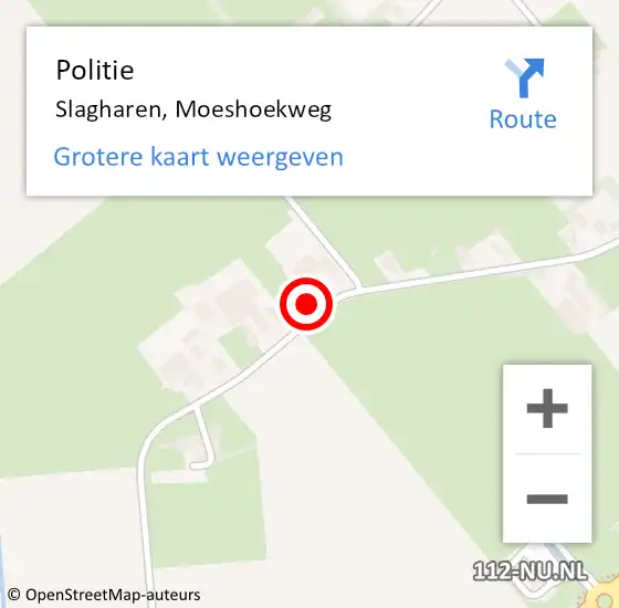 Locatie op kaart van de 112 melding: Politie Slagharen, Moeshoekweg op 30 december 2024 12:44