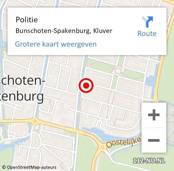 Locatie op kaart van de 112 melding: Politie Bunschoten-Spakenburg, Kluver op 30 december 2024 12:44