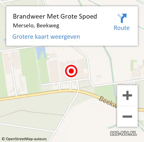 Locatie op kaart van de 112 melding: Brandweer Met Grote Spoed Naar Merselo, Beekweg op 30 december 2024 12:56