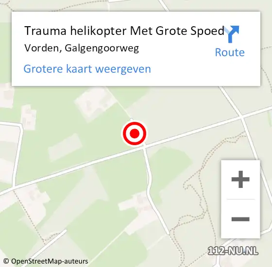 Locatie op kaart van de 112 melding: Trauma helikopter Met Grote Spoed Naar Vorden, Galgengoorweg op 30 december 2024 13:06