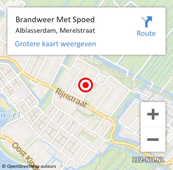 Locatie op kaart van de 112 melding: Brandweer Met Spoed Naar Alblasserdam, Merelstraat op 30 december 2024 14:01